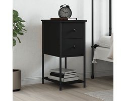 vidaXL - Nachtkastje - 32x42x70 - cm - bewerkt - hout - zwart