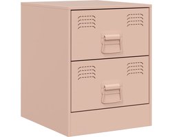 vidaXL - Nachtkastje - 34,5x39x44 - cm - staal - roze