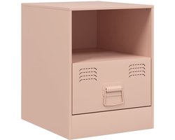 vidaXL - Nachtkastje - 34,5x39x44 - cm - staal - roze