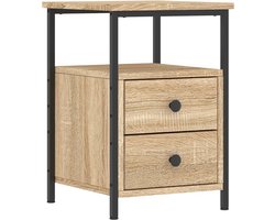 vidaXL - Nachtkastje - 34x35,5x50 - cm - bewerkt - hout - sonoma - eikenkleurig