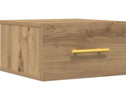 vidaXL - Nachtkastje - 35 - x - 35 - x - 20 - cm - Bewerkt - hout - Artisan - Eiken
