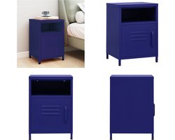 vidaXL - Nachtkastje - 35x35x51 - cm - staal - marineblauw