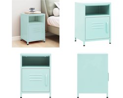vidaXL - Nachtkastje - 35x35x51 - cm - staal - mintkleurig