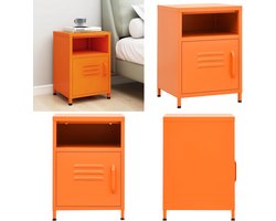 vidaXL Nachtkastje 35x35x51 cm staal oranje - Nachtkastje - Nachtkastjes - Nachttafel - Nachttafels