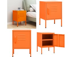 vidaXL Nachtkastje 35x35x51 cm staal oranje - Nachtkastje - Nachtkastjes - Nachttafel - Nachttafels