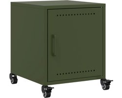 vidaXL - Nachtkastje - 36x39x43,5 - cm - staal - olijfgroen