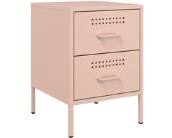 vidaXL - Nachtkastje - 36x39x50,5 - cm - staal - roze