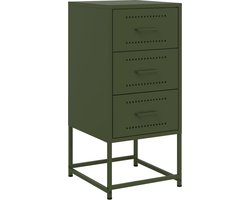 vidaXL - Nachtkastje - 36x39x78 - cm - staal - olijfgroen