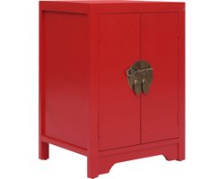 vidaXL - Nachtkastje - 38x28x52 - cm - paulowniahout - rood