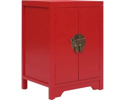 vidaXL Nachtkastje 38x28x52 cm paulowniahout rood - Nachtkastje - Nachtkastjes - Slaapkamerkastje - Slaapkamerkastjes
