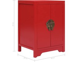 vidaXL Nachtkastje - 38x28x52 cm - Rood - Paulowniahout Nachtkastje - Nachtlampje - Sidetable - Kamermeubilair - Vintage