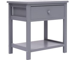 vidaXL - Nachtkastje - 40x29x42 - cm - paulowniahout - grijs