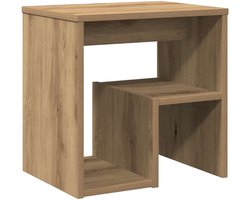 vidaXL - Nachtkastje - 40x30x40 - cm - bewerkt - hout - artisanaal - eikenkleurig