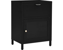 vidaXL - Nachtkastje - 40x30x54,5 - cm - staal - en - glas - zwart