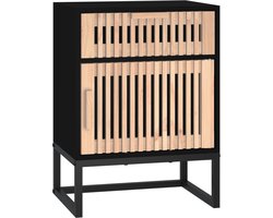 vidaXL - Nachtkastje - 40x30x55,5 - cm - bewerkt - hout - en - ijzer - zwart