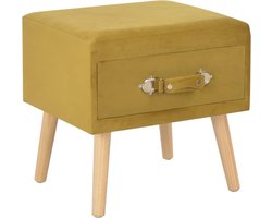 vidaXL - Nachtkastje - 40x35x40 - cm - fluweel - mosterdkleurig