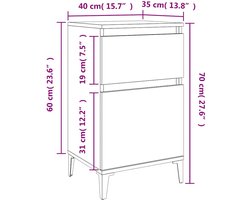 vidaXL - Nachtkastje - 40x35x70 - cm - wit