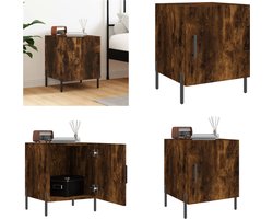 vidaXL - Nachtkastje - 40x40x50 - cm - bewerkt - hout - gerookt - eikenkleurig