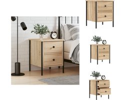 vidaXL - Nachtkastje - 40x42x50 - cm - bewerkt - hout - sonoma - eikenkleurig
