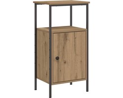 vidaXL - Nachtkastje - 41x31x80 - cm - bewerkt - hout - artisanaal - eikenkleurig