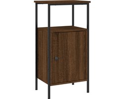 vidaXL - Nachtkastje - 41x31x80 - cm - bewerkt - hout - bruin - eikenkleur
