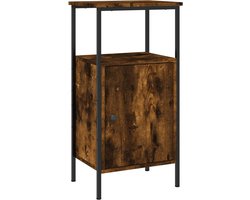 vidaXL - Nachtkastje - 41x31x80 - cm - bewerkt - hout - gerookt - eikenkleurig