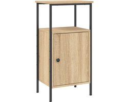 vidaXL - Nachtkastje - 41x31x80 - cm - bewerkt - hout - sonoma - eikenkleurig