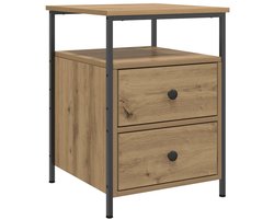 vidaXL - Nachtkastje - 44x45x60 - cm - bewerkt - hout - artisanaal - eikenkleurig