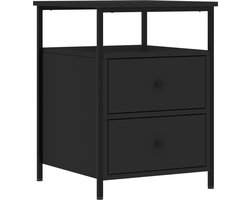 vidaXL - Nachtkastje - 44x45x60 - cm - bewerkt - hout - zwart