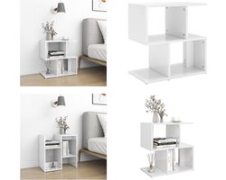 vidaXL Nachtkastje 50x30x51,5 cm bewerkt hout hoogglans wit - Nachtkastje - Nachtkastjes - Telefoonkast - Telefoonkasten