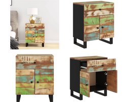 vidaXL Nachtkastje 50x33x60 cm massief gerecycled hout en bewerkt hout - Nachtkastje - Nachtkastjes - Houten Nachtkastje - Houten Nachtkastjes