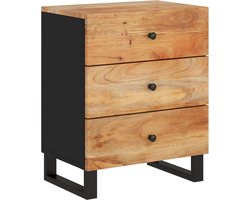 vidaXL - Nachtkastje - 50x33x62 - cm - massief - acaciahout - en - bewerkt - hout