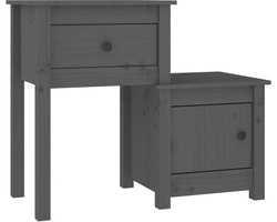 vidaXL - Nachtkastje - 79,5x38x65,5 - cm - massief - grenenhout - grijs