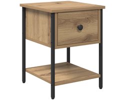 vidaXL - Nachtkastje - Artisan - Eiken - 34 - x - 35,5 - x - 45 - cm - Bewerkt - hout