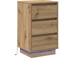 vidaXL - Nachtkastje - Artisan - Eiken - 39 - x - 34,5 - x - 65 - cm - Bewerkt - hout