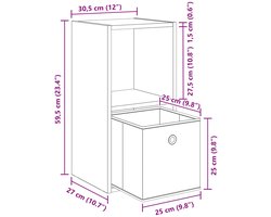 vidaXL - Nachtkastje - Beton - Grijs - 35 - x - 32 - x - 68,5 - cm - Bewerkt - hout