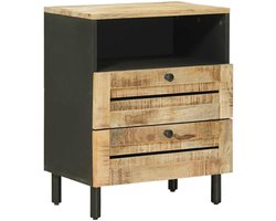 vidaXL - Nachtkastje - Bruin - en - Zwart - 50 - x - 33 - x - 60 - cm - Massief - Mango - Hout