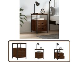vidaXL Nachtkastje Bruineiken 34x35,5x50 cm Nachtkastje - Industrieel Design - Houten Kast - Bruine Eiken Kleur - Slaapkamers