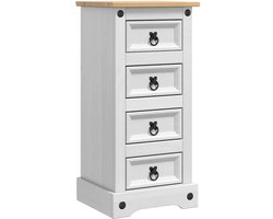 vidaXL - Nachtkastje - Corona - Wit - 35 - x - 32,5 - x - 74 - cm - Massief - grenenhout