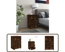 vidaXL Nachtkastje - Gerookt Eiken - 40x35x62,5 cm Nachtkastje - Kast - Slaapkamermeubilair - Houten Nachtlamp - Bureau Lamp