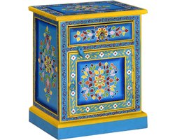 vidaXL - Nachtkastje - handgeschilderd - massief - mangohout - turquoise