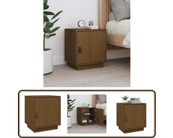 vidaXL Nachtkastje - Massief Grenenhout - Honingbruin Nachtkastje - Grenenhout Meubels - Honig Bruin Meubel - Slaapkamermeubelen - Opbergvak