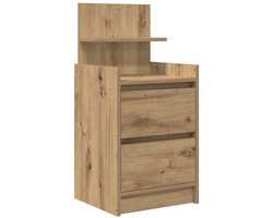 vidaXL - Nachtkastje - met - 2 - lades - 38x34x80 - cm - artisanaal - eikenkleurig