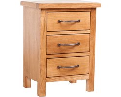 vidaXL - Nachtkastje - met - 3 - lades - 40x30x54 - cm - massief - eikenhout