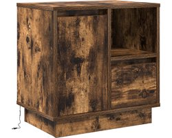 vidaXL - Nachtkastje - met - Gerookt - eiken - 50 - x - 34.5 - x - 50 - cm. - Bewerkt - hout
