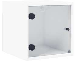vidaXL - Nachtkastje - met - glazen - deur - 35x37x35 - cm - wit