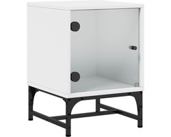 vidaXL - Nachtkastje - met - glazen - deur - 35x37x50 - cm - wit