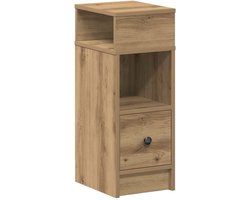vidaXL - Nachtkastje - met - lade - 25x31x66 - cm - artisanaal - eikenkleurig