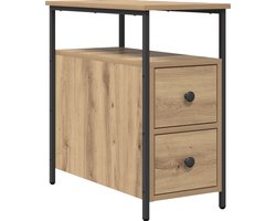vidaXL - Nachtkastje - met - lade - artisanaal - eikenkleurig - 30 - x - 60 - x - 60 - cm