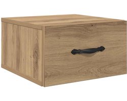 vidaXL - Nachtkastje - met - lade - artisanaal - eikenkleurig - 35 - x - 35 - x - 20 - cm